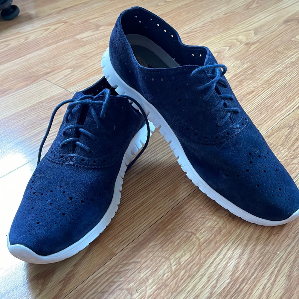 Cole Haan Navy Suede Wingtip Sneakers